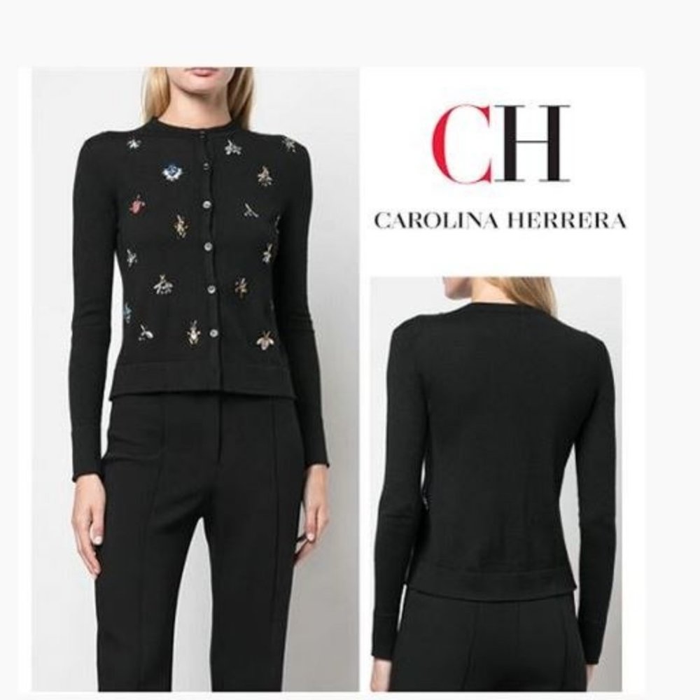 💜💜HOST PICK!!!  CAROLINA HERRERA NWT BUG JEWELLED EMBROIDERED CARDIGAN!